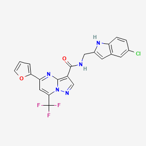 molecular formula C21H13ClF3N5O2 B4341589 N~3~-[(5-CHLORO-1H-INDOL-2-YL)METHYL]-5-(2-FURYL)-7-(TRIFLUOROMETHYL)PYRAZOLO[1,5-A]PYRIMIDINE-3-CARBOXAMIDE 