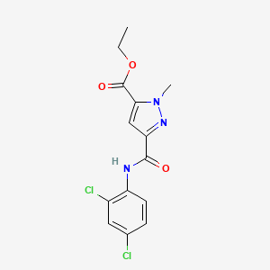 molecular formula C14H13Cl2N3O3 B4341706 ethyl 3-[(2,4-dichloroanilino)carbonyl]-1-methyl-1H-pyrazole-5-carboxylate 