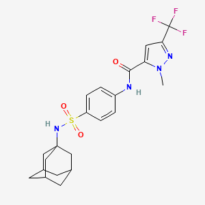 molecular formula C22H25F3N4O3S B4341974 N-{4-[(1-adamantylamino)sulfonyl]phenyl}-1-methyl-3-(trifluoromethyl)-1H-pyrazole-5-carboxamide 