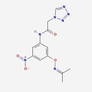 molecular formula C12H13N7O4 B4342145 N-(3-{[(1-METHYLETHYLIDENE)AMINO]OXY}-5-NITROPHENYL)-2-(1H-1,2,3,4-TETRAAZOL-1-YL)ACETAMIDE 