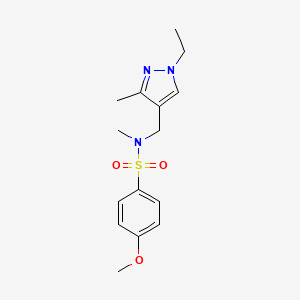 molecular formula C15H21N3O3S B4342208 N-[(1-ETHYL-3-METHYL-1H-PYRAZOL-4-YL)METHYL]-4-METHOXY-N-METHYL-1-BENZENESULFONAMIDE 