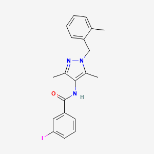 molecular formula C20H20IN3O B4342348 N-[3,5-dimethyl-1-(2-methylbenzyl)-1H-pyrazol-4-yl]-3-iodobenzamide 