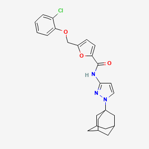 molecular formula C25H26ClN3O3 B4342575 N-[1-(1-adamantyl)-1H-pyrazol-3-yl]-5-[(2-chlorophenoxy)methyl]-2-furamide 