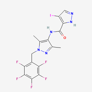 molecular formula C16H11F5IN5O B4342582 N-[3,5-dimethyl-1-(2,3,4,5,6-pentafluorobenzyl)-1H-pyrazol-4-yl]-4-iodo-1H-pyrazole-3-carboxamide 