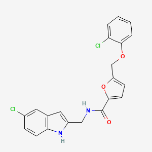 molecular formula C21H16Cl2N2O3 B4342789 N-[(5-chloro-1H-indol-2-yl)methyl]-5-[(2-chlorophenoxy)methyl]furan-2-carboxamide 