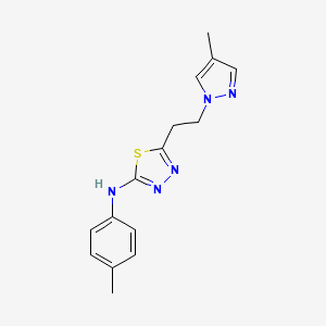 molecular formula C15H17N5S B4342836 N-(4-METHYLPHENYL)-N-{5-[2-(4-METHYL-1H-PYRAZOL-1-YL)ETHYL]-1,3,4-THIADIAZOL-2-YL}AMINE 