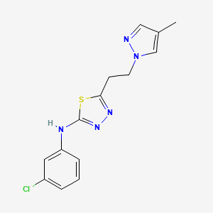 molecular formula C14H14ClN5S B4342840 N-(3-CHLOROPHENYL)-N-{5-[2-(4-METHYL-1H-PYRAZOL-1-YL)ETHYL]-1,3,4-THIADIAZOL-2-YL}AMINE 