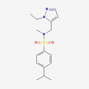 molecular formula C16H23N3O2S B4343022 N-[(1-ETHYL-1H-PYRAZOL-5-YL)METHYL]-4-ISOPROPYL-N-METHYL-1-BENZENESULFONAMIDE 