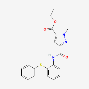 molecular formula C20H19N3O3S B4343062 ethyl 1-methyl-3-({[2-(phenylthio)phenyl]amino}carbonyl)-1H-pyrazole-5-carboxylate 