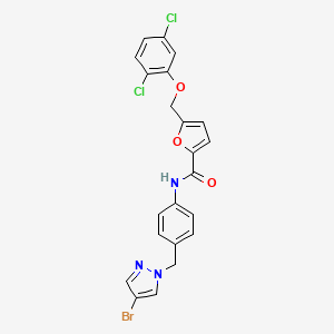 molecular formula C22H16BrCl2N3O3 B4343102 N~2~-{4-[(4-BROMO-1H-PYRAZOL-1-YL)METHYL]PHENYL}-5-[(2,5-DICHLOROPHENOXY)METHYL]-2-FURAMIDE 