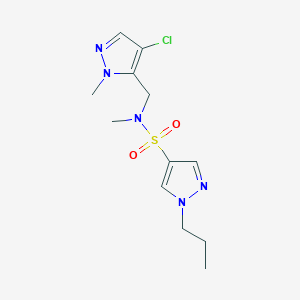 molecular formula C12H18ClN5O2S B4343186 N-[(4-chloro-1-methyl-1H-pyrazol-5-yl)methyl]-N-methyl-1-propyl-1H-pyrazole-4-sulfonamide 