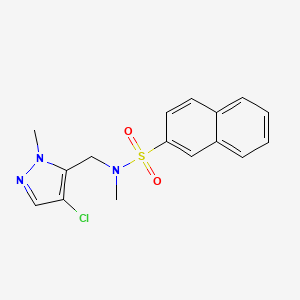 molecular formula C16H16ClN3O2S B4343200 N-[(4-chloro-1-methyl-1H-pyrazol-5-yl)methyl]-N-methyl-2-naphthalenesulfonamide 