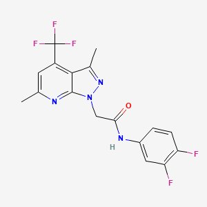 molecular formula C17H13F5N4O B4343211 N-(3,4-difluorophenyl)-2-[3,6-dimethyl-4-(trifluoromethyl)-1H-pyrazolo[3,4-b]pyridin-1-yl]acetamide 