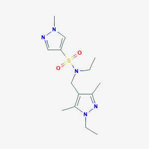 molecular formula C14H23N5O2S B4343250 N-ethyl-N-[(1-ethyl-3,5-dimethyl-1H-pyrazol-4-yl)methyl]-1-methyl-1H-pyrazole-4-sulfonamide 