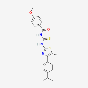 molecular formula C22H23N3O2S2 B4343332 N-[4-(4-ISOPROPYLPHENYL)-5-METHYL-1,3-THIAZOL-2-YL]-N'-(4-METHOXYBENZOYL)THIOUREA 