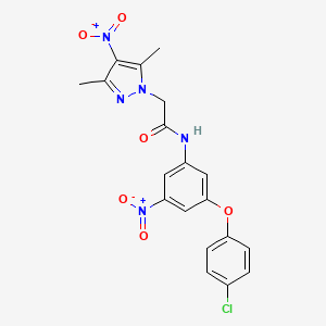 molecular formula C19H16ClN5O6 B4343439 N-[3-(4-chlorophenoxy)-5-nitrophenyl]-2-(3,5-dimethyl-4-nitro-1H-pyrazol-1-yl)acetamide 