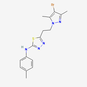 molecular formula C16H18BrN5S B4343477 N-{5-[2-(4-BROMO-3,5-DIMETHYL-1H-PYRAZOL-1-YL)ETHYL]-1,3,4-THIADIAZOL-2-YL}-N-(4-METHYLPHENYL)AMINE 