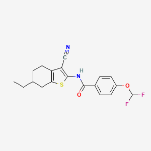 molecular formula C19H18F2N2O2S B4343723 N-(3-cyano-6-ethyl-4,5,6,7-tetrahydro-1-benzothiophen-2-yl)-4-(difluoromethoxy)benzamide 