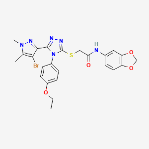 molecular formula C24H23BrN6O4S B4343809 N-1,3-benzodioxol-5-yl-2-{[5-(4-bromo-1,5-dimethyl-1H-pyrazol-3-yl)-4-(4-ethoxyphenyl)-4H-1,2,4-triazol-3-yl]thio}acetamide 