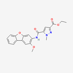 molecular formula C21H19N3O5 B4343944 ethyl 5-{[(2-methoxydibenzo[b,d]furan-3-yl)amino]carbonyl}-1-methyl-1H-pyrazole-3-carboxylate 