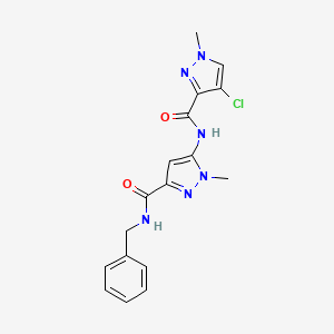 molecular formula C17H17ClN6O2 B4343956 N-{3-[(benzylamino)carbonyl]-1-methyl-1H-pyrazol-5-yl}-4-chloro-1-methyl-1H-pyrazole-3-carboxamide 