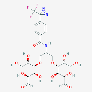 molecular formula C24H32F3N3O13 B043440 N-[1,3-bis[[(2R,3R,4R,5S)-1,2,4,5-tetrahydroxy-6-oxohexan-3-yl]oxy]propan-2-yl]-4-[3-(trifluoromethyl)diazirin-3-yl]benzamide CAS No. 129461-18-3