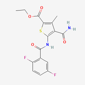 molecular formula C16H14F2N2O4S B4344093 ethyl 4-(aminocarbonyl)-5-[(2,5-difluorobenzoyl)amino]-3-methyl-2-thiophenecarboxylate 