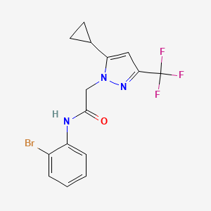 molecular formula C15H13BrF3N3O B4344115 N-(2-bromophenyl)-2-[5-cyclopropyl-3-(trifluoromethyl)-1H-pyrazol-1-yl]acetamide 