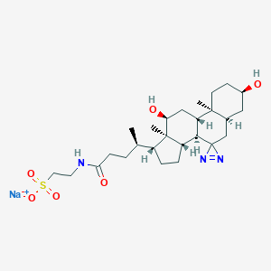molecular formula C26H42N3NaO6S B043442 sodium;2-[[(4R)-4-[(3R,5R,8R,9S,10S,12S,13R,14S,17R)-3,12-dihydroxy-10,13-dimethylspiro[1,2,3,4,5,6,8,9,11,12,14,15,16,17-tetradecahydrocyclopenta[a]phenanthrene-7,3'-diazirine]-17-yl]pentanoyl]amino]ethanesulfonate CAS No. 72741-86-7