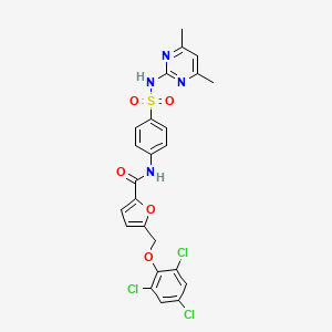 molecular formula C24H19Cl3N4O5S B4344244 N-(4-{[(4,6-dimethyl-2-pyrimidinyl)amino]sulfonyl}phenyl)-5-[(2,4,6-trichlorophenoxy)methyl]-2-furamide 