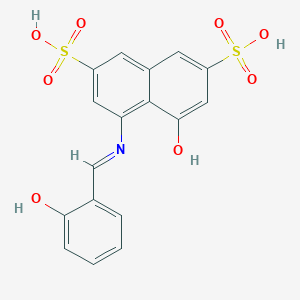 molecular formula C₁₇H₁₃NO₈S₂ B043443 4-羟基-5-((2-羟基苯甲亚胺)氨基)萘-2,7-二磺酸 CAS No. 32266-60-7