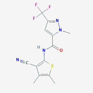 molecular formula C13H11F3N4OS B4344336 N-(3-cyano-4,5-dimethyl-2-thienyl)-1-methyl-3-(trifluoromethyl)-1H-pyrazole-5-carboxamide 