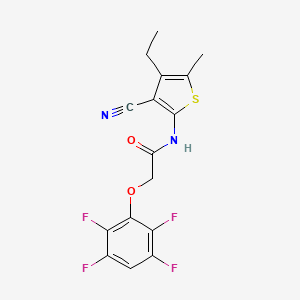 molecular formula C16H12F4N2O2S B4344338 N-(3-cyano-4-ethyl-5-methyl-2-thienyl)-2-(2,3,5,6-tetrafluorophenoxy)acetamide 