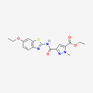 molecular formula C17H18N4O4S B4344705 ethyl 3-{[(6-ethoxy-1,3-benzothiazol-2-yl)amino]carbonyl}-1-methyl-1H-pyrazole-5-carboxylate 