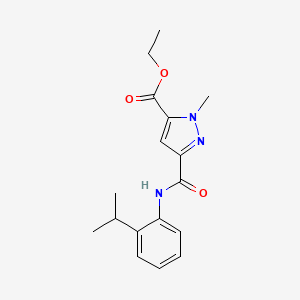 molecular formula C17H21N3O3 B4344713 ETHYL 3-[(2-ISOPROPYLANILINO)CARBONYL]-1-METHYL-1H-PYRAZOLE-5-CARBOXYLATE 