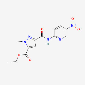 molecular formula C13H13N5O5 B4344720 ethyl 1-methyl-3-{[(5-nitro-2-pyridinyl)amino]carbonyl}-1H-pyrazole-5-carboxylate 