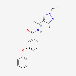molecular formula C21H23N3O2 B4344771 N-[1-(1-ethyl-3-methyl-1H-pyrazol-4-yl)ethyl]-3-phenoxybenzamide 