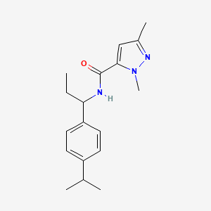 molecular formula C18H25N3O B4344799 N-[1-(4-isopropylphenyl)propyl]-1,3-dimethyl-1H-pyrazole-5-carboxamide 