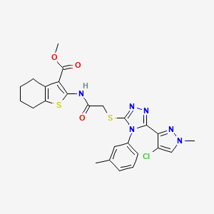 molecular formula C25H25ClN6O3S2 B4344964 METHYL 2-[(2-{[5-(4-CHLORO-1-METHYL-1H-PYRAZOL-3-YL)-4-(3-METHYLPHENYL)-4H-1,2,4-TRIAZOL-3-YL]SULFANYL}ACETYL)AMINO]-4,5,6,7-TETRAHYDRO-1-BENZOTHIOPHENE-3-CARBOXYLATE 