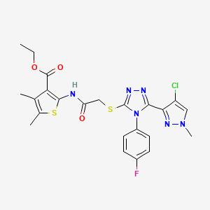 molecular formula C23H22ClFN6O3S2 B4344978 ETHYL 2-[(2-{[5-(4-CHLORO-1-METHYL-1H-PYRAZOL-3-YL)-4-(4-FLUOROPHENYL)-4H-1,2,4-TRIAZOL-3-YL]SULFANYL}ACETYL)AMINO]-4,5-DIMETHYL-3-THIOPHENECARBOXYLATE 