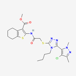 molecular formula C23H29ClN6O3S2 B4344988 METHYL 2-[(2-{[4-BUTYL-5-(4-CHLORO-1,3-DIMETHYL-1H-PYRAZOL-5-YL)-4H-1,2,4-TRIAZOL-3-YL]SULFANYL}ACETYL)AMINO]-4,5,6,7-TETRAHYDRO-1-BENZOTHIOPHENE-3-CARBOXYLATE 