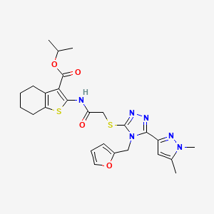 molecular formula C26H30N6O4S2 B4345010 ISOPROPYL 2-[(2-{[5-(1,5-DIMETHYL-1H-PYRAZOL-3-YL)-4-(2-FURYLMETHYL)-4H-1,2,4-TRIAZOL-3-YL]SULFANYL}ACETYL)AMINO]-4,5,6,7-TETRAHYDRO-1-BENZOTHIOPHENE-3-CARBOXYLATE 