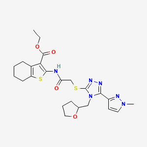 molecular formula C24H30N6O4S2 B4345070 ETHYL 2-[(2-{[5-(1-METHYL-1H-PYRAZOL-3-YL)-4-(TETRAHYDRO-2-FURANYLMETHYL)-4H-1,2,4-TRIAZOL-3-YL]SULFANYL}ACETYL)AMINO]-4,5,6,7-TETRAHYDRO-1-BENZOTHIOPHENE-3-CARBOXYLATE 