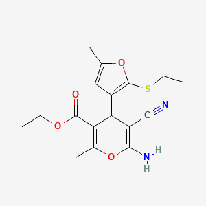 molecular formula C17H20N2O4S B4345176 ETHYL 6-AMINO-5-CYANO-4-[2-(ETHYLSULFANYL)-5-METHYL-3-FURYL]-2-METHYL-4H-PYRAN-3-CARBOXYLATE 