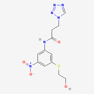 molecular formula C12H14N6O4S B4345188 N-{3-[(2-HYDROXYETHYL)SULFANYL]-5-NITROPHENYL}-3-(1H-1,2,3,4-TETRAAZOL-1-YL)PROPANAMIDE 