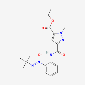 molecular formula C18H23N5O4 B4345218 ETHYL 3-{[2-(TERT-BUTYL-NON-AZOXY)ANILINO]CARBONYL}-1-METHYL-1H-PYRAZOLE-5-CARBOXYLATE 