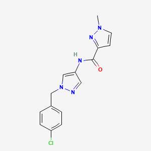 molecular formula C15H14ClN5O B4345294 N-[1-(4-chlorobenzyl)-1H-pyrazol-4-yl]-1-methyl-1H-pyrazole-3-carboxamide 
