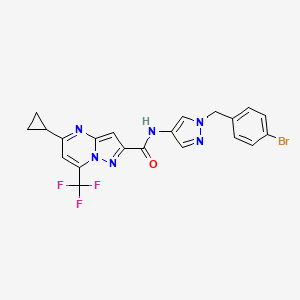molecular formula C21H16BrF3N6O B4345306 N-[1-(4-bromobenzyl)-1H-pyrazol-4-yl]-5-cyclopropyl-7-(trifluoromethyl)pyrazolo[1,5-a]pyrimidine-2-carboxamide 