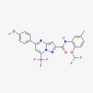 molecular formula C23H17F5N4O3 B4345408 N-[2-(difluoromethoxy)-5-methylphenyl]-5-(4-methoxyphenyl)-7-(trifluoromethyl)pyrazolo[1,5-a]pyrimidine-2-carboxamide 