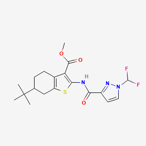 molecular formula C19H23F2N3O3S B4345418 METHYL 6-(TERT-BUTYL)-2-({[1-(DIFLUOROMETHYL)-1H-PYRAZOL-3-YL]CARBONYL}AMINO)-4,5,6,7-TETRAHYDRO-1-BENZOTHIOPHENE-3-CARBOXYLATE 